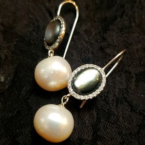 Pearl Moonstone Sterling Earrings